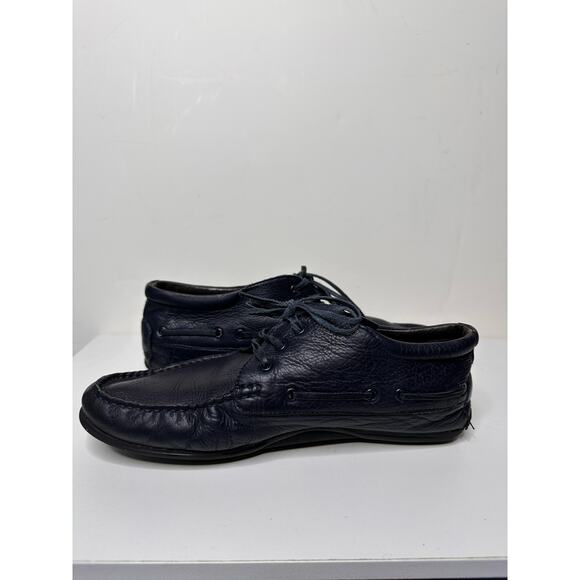 Russell & Bromley Leather Moccassin Loafer Lace Up Mid Top Navy LaceUp Driver 42 - Picture 7 of 12
